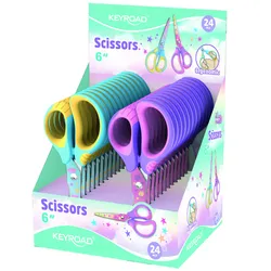 Nożyczki szkolne KEYROAD, pastel, 15,5cm, miękkie, display, mix kolorów