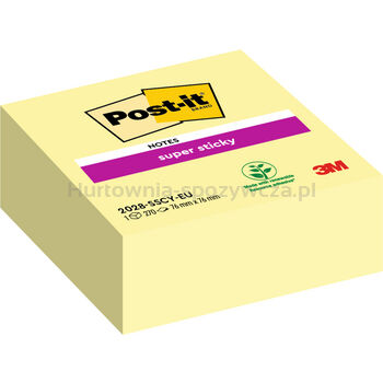 Post-It Super Sticky Kostka samoprzylepna, żółta, 76x76 mm, 270 kartek