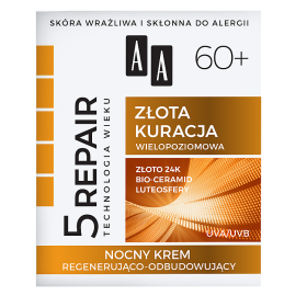 Aa Technologia Wieku 5Repair 60+ Złota Kuracja Nocny Krem Regenerująco-Odbudowujący 50 Ml