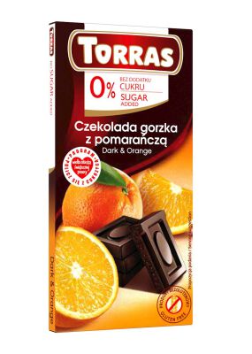 Czekolada Gorzka Z Pomarańczą Bez Dodatku Cukru Bezglutenowa 75 G - Torras [BIO]