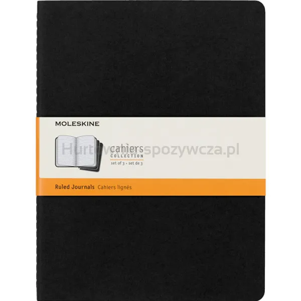 Zestaw 3 Zeszytów Moleskine Cahier Journals Xl (19X25Cm) W Linie, 120 Stron, Czarny