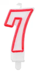 Świeczka PARTY GO, cyfra 7, 9cm, biało-czerwona