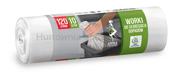 Worki do segregacji odpadów ANNA ZARADNA, 120 l, 10 szt., białe