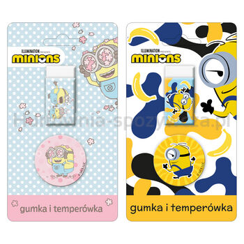 Gumka + temperówka blister Minionki