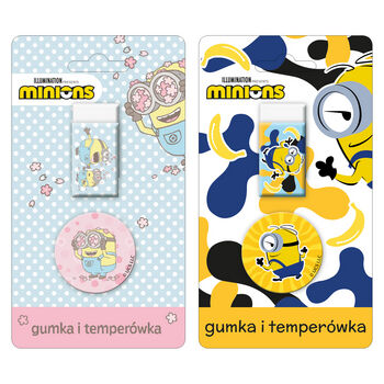 Gumka + temperówka blister Minionki