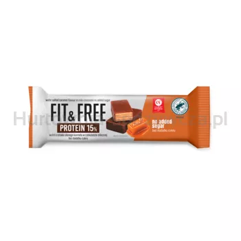 Wafel Fit&ampFree Protein 15% o smaku słonego karmelu w czekoladzie mlecznej bez dodatku cukrów 40 g