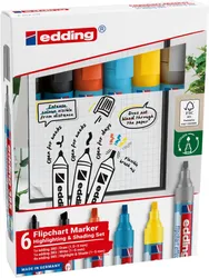 Zestaw Markerów Do Efektów Na Flipchartach E-385, E-380 I E-383 Edding, 6 Szt., Mix Kolorów