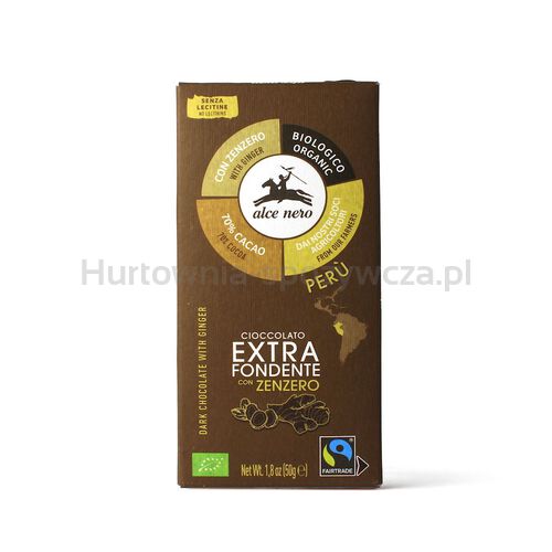 Alce Nero Czekolada Gorzka Z Imbirem Fair Trade Bezglutenowa Bio 50 G [BIO]