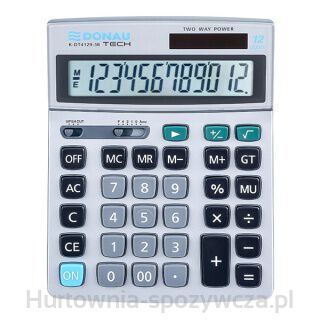 Kalkulator Biurowy Donau Tech, 12-Cyfr. Wyświetlacz, Wym. 210X154X37 Mm, Metalowa Obudowa, Srebrny