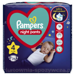 Pampers Night Pants Pieluchomajtki, Rozmiar 4, 25 Sztuk, 9Kg-15Kg